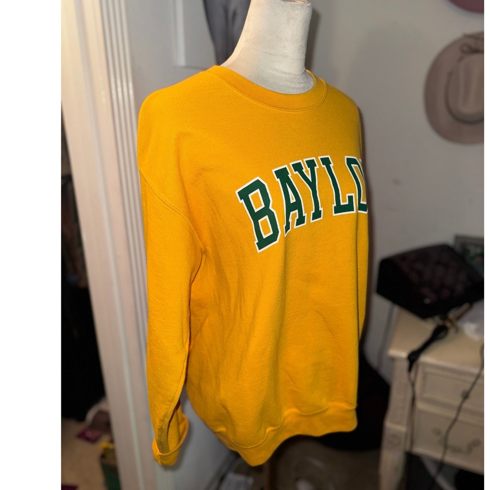 MV Sport Baylor University Bears Crewneck Sweatshirt Yellow Gold Mens Medium - Picture 2 of 7